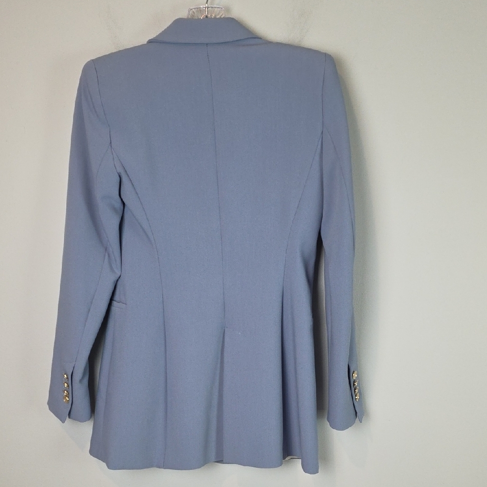 Zara Basic Collection Longline Blue Blazer With O… - image 6